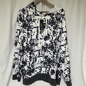 Lucky and Blessed  Plus 3X Navy and White Hoodie 100% Polyester